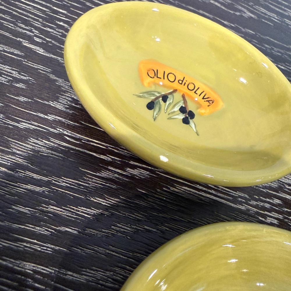 Vintage 5 pc Cruet Bottle Jar Olio Olive Oil Dipping Dish Set Ceramic Glazed - Picture 6 of 6